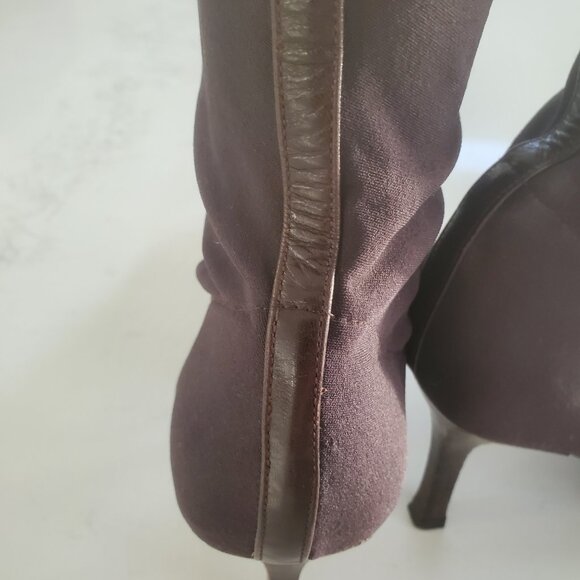 Martinez Valero Women's Dark Brown Stretch Pull On Boots Back Leather Trim 9.5 - Picture 9 of 16